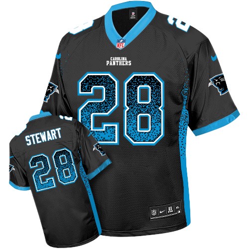Men's Limited Jonathan Stewart Nike Jersey Black - #28 Drift Fashion NFL Carolina Panthers